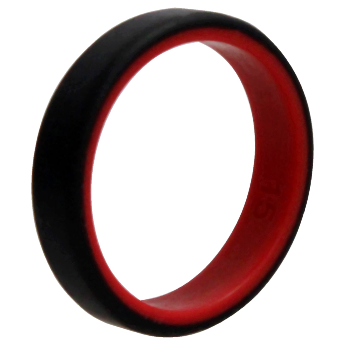ROQ Silicone Wedding 6mm Brush 2Layer Ring - Red-Black