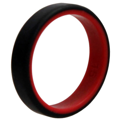 ROQ Silicone Wedding 6mm Brush 2Layer Ring - Red-Black