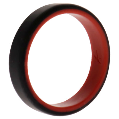 ROQ Silicone Wedding 6mm Brush 2Layer Ring - Red-Black