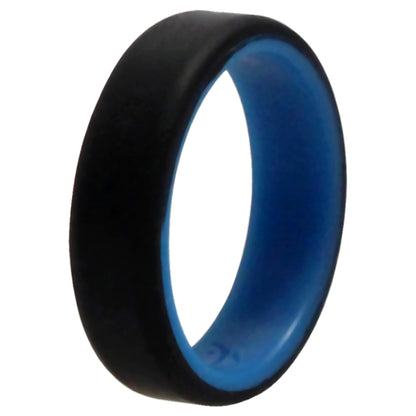 ROQ Silicone Wedding 6mm Brush 2Layer Ring - Blue-Black