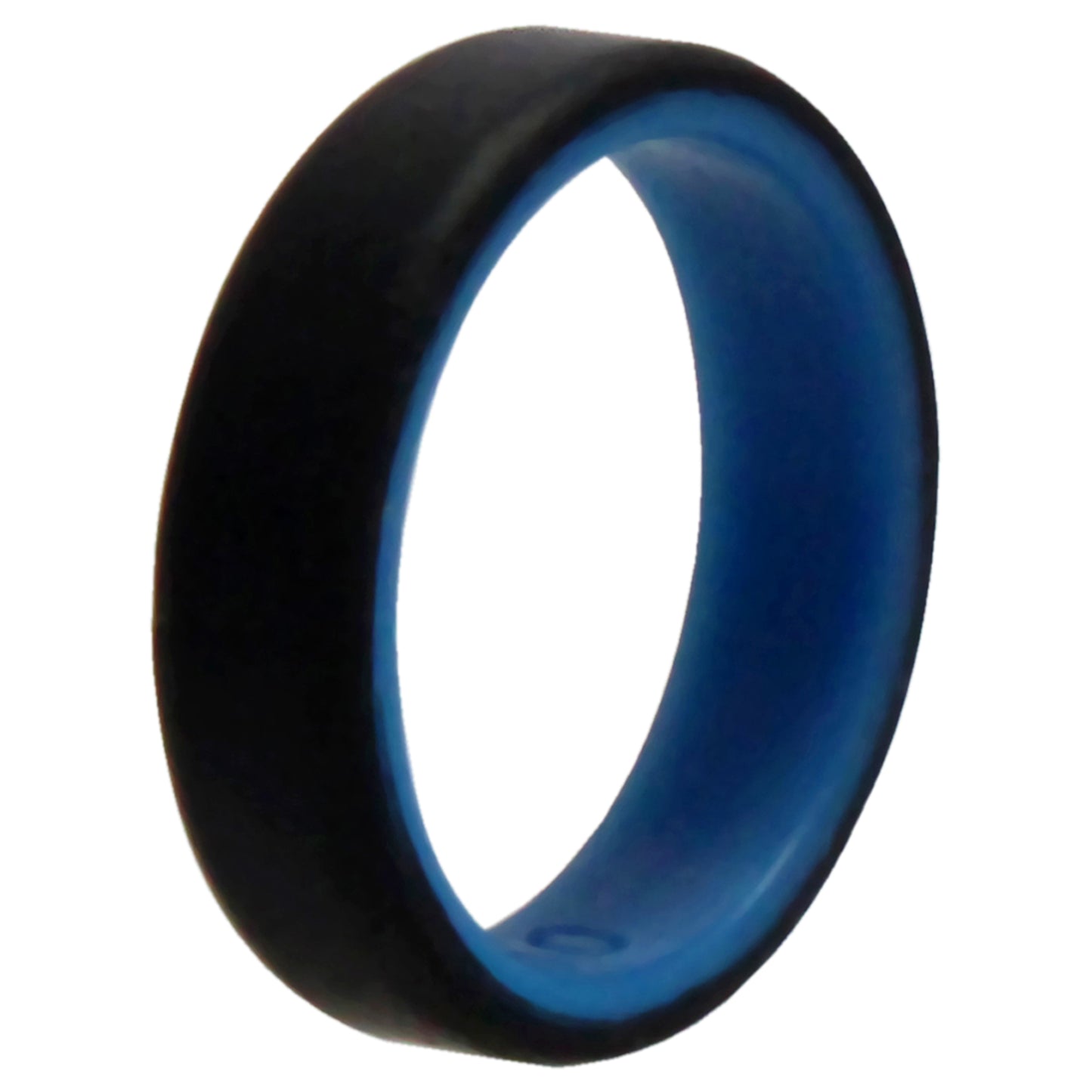 ROQ Silicone Wedding 6mm Brush 2Layer Ring - Blue-Black