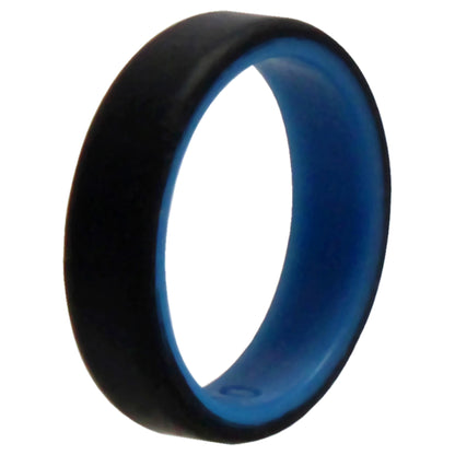 ROQ Silicone Wedding 6mm Brush 2Layer Ring - Blue-Black