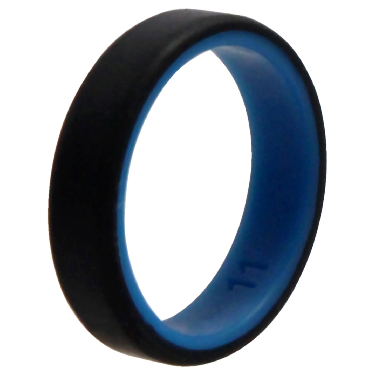 ROQ Silicone Wedding 6mm Brush 2Layer Ring - Blue-Black