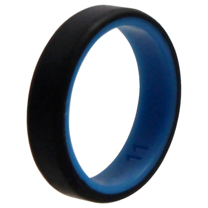 ROQ Silicone Wedding 6mm Brush 2Layer Ring - Blue-Black