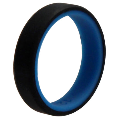 ROQ Silicone Wedding 6mm Brush 2Layer Ring - Blue-Black