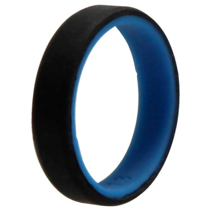 ROQ Silicone Wedding 6mm Brush 2Layer Ring - Blue-Black