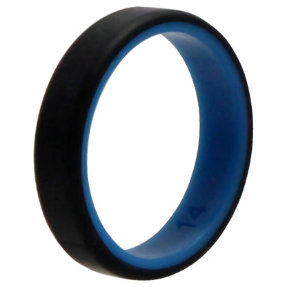 ROQ Silicone Wedding 6mm Brush 2Layer Ring - Blue-Black