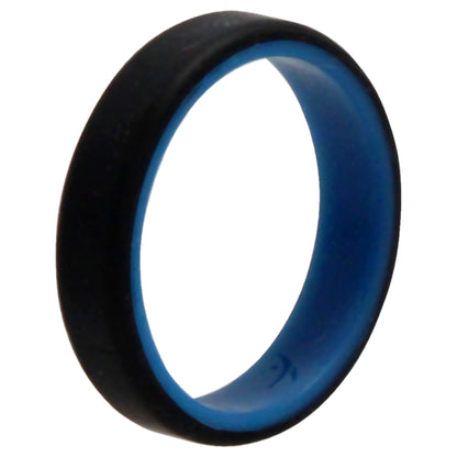 ROQ Silicone Wedding 6mm Brush 2Layer Ring - Blue-Black