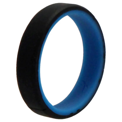 ROQ Silicone Wedding 6mm Brush 2Layer Ring - Blue-Black