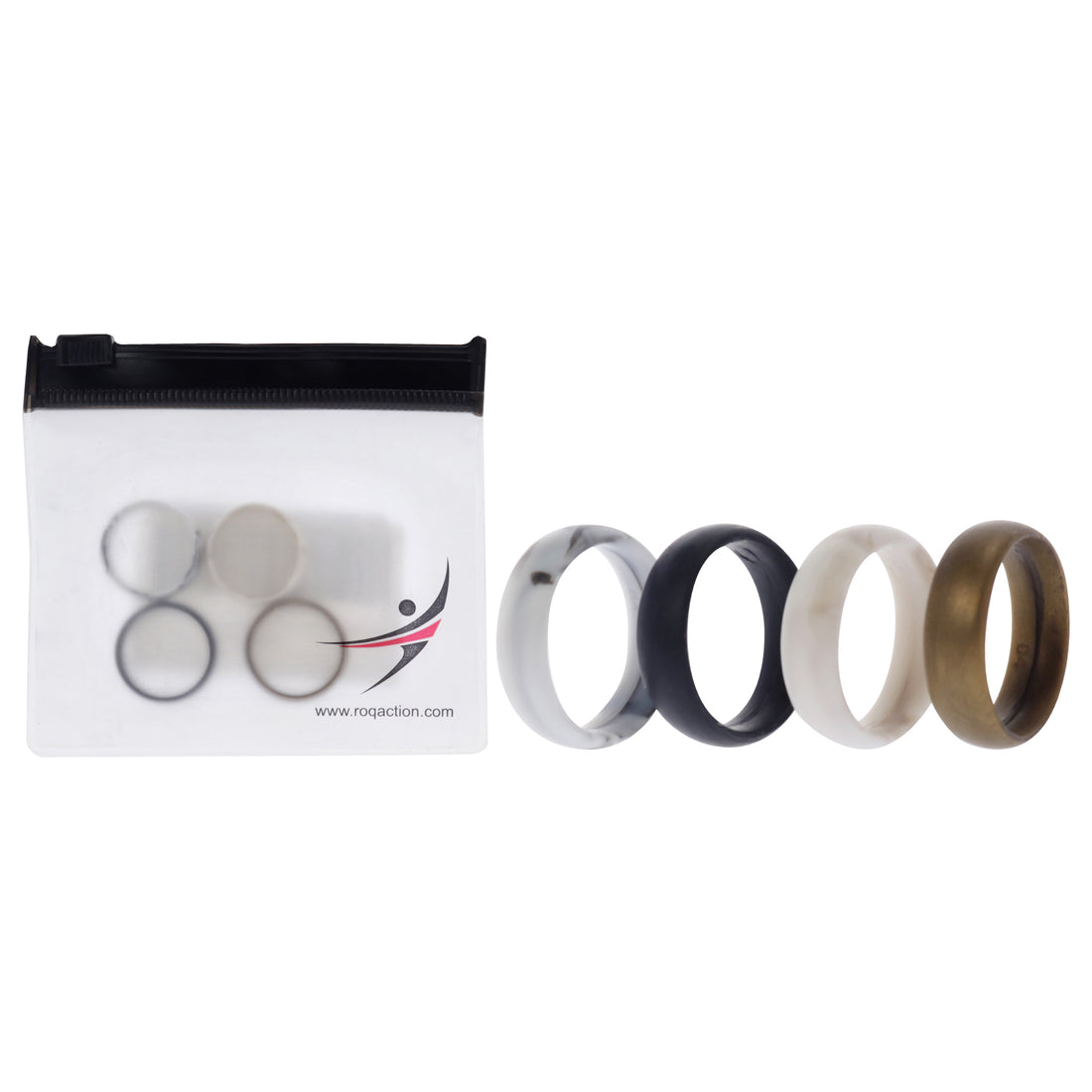 ROQ Silicone Wedding 6mm Smooth Ring Set - Marbles