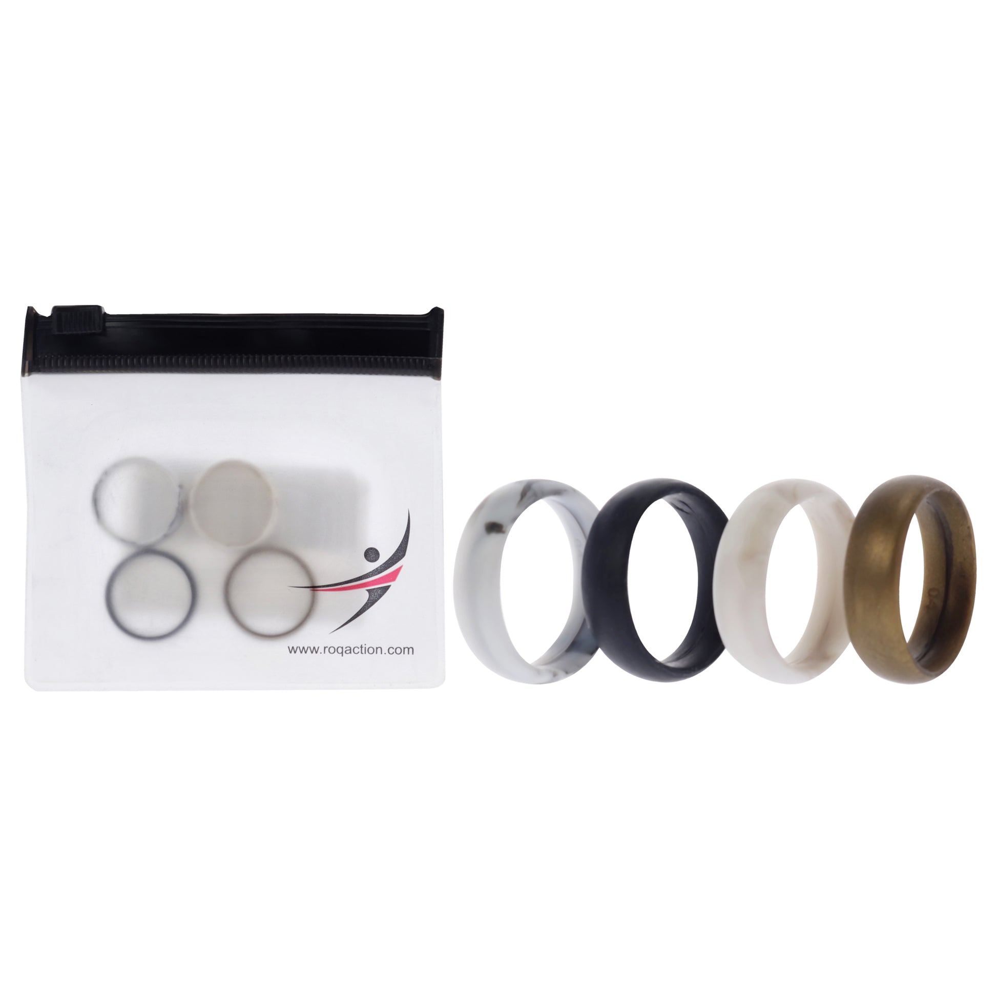 ROQ Silicone Wedding 6mm Smooth Ring Set - Marbles