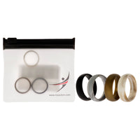 ROQ Silicone Wedding 6mm Smooth Ring Set - Marbles