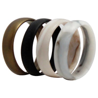 ROQ Silicone Wedding 6mm Smooth Ring Set - Marbles