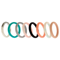 Silicone Wedding Stackble Point Ring Set - Marble