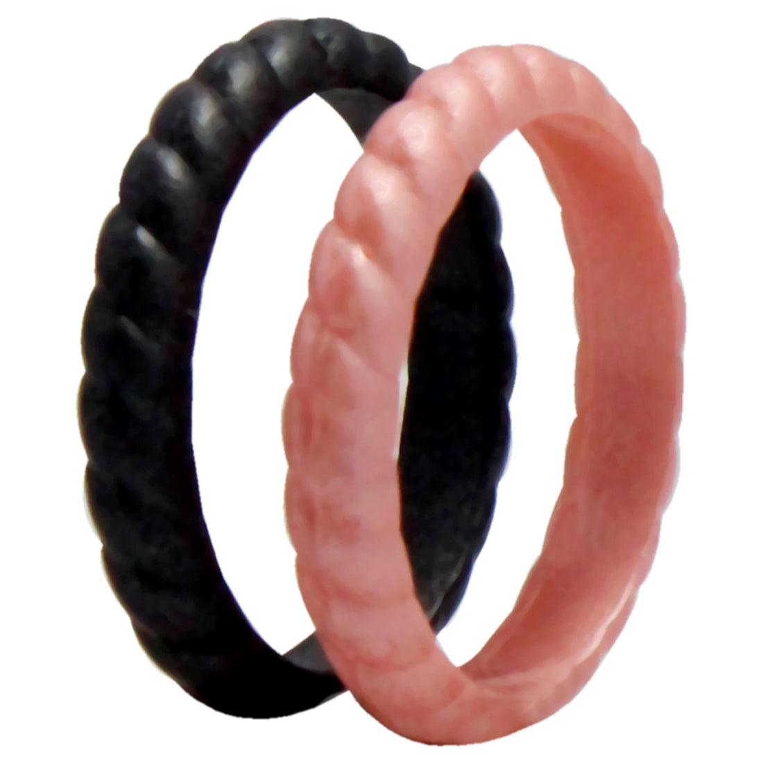 ROQ Silicone Wedding Stackble Bra Point Ring Set - Black-Rose