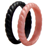 ROQ Silicone Wedding Stackble Bra Point Ring Set - Black-Rose