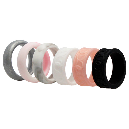 ROQ Silicone Wedding Flower Ring Set - Marble