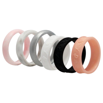 ROQ Silicone Wedding Flower Ring Set - Marble