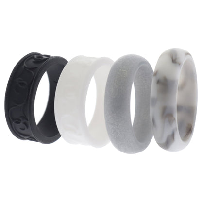 ROQ Silicone Wedding Flower Ring Set - Black-White