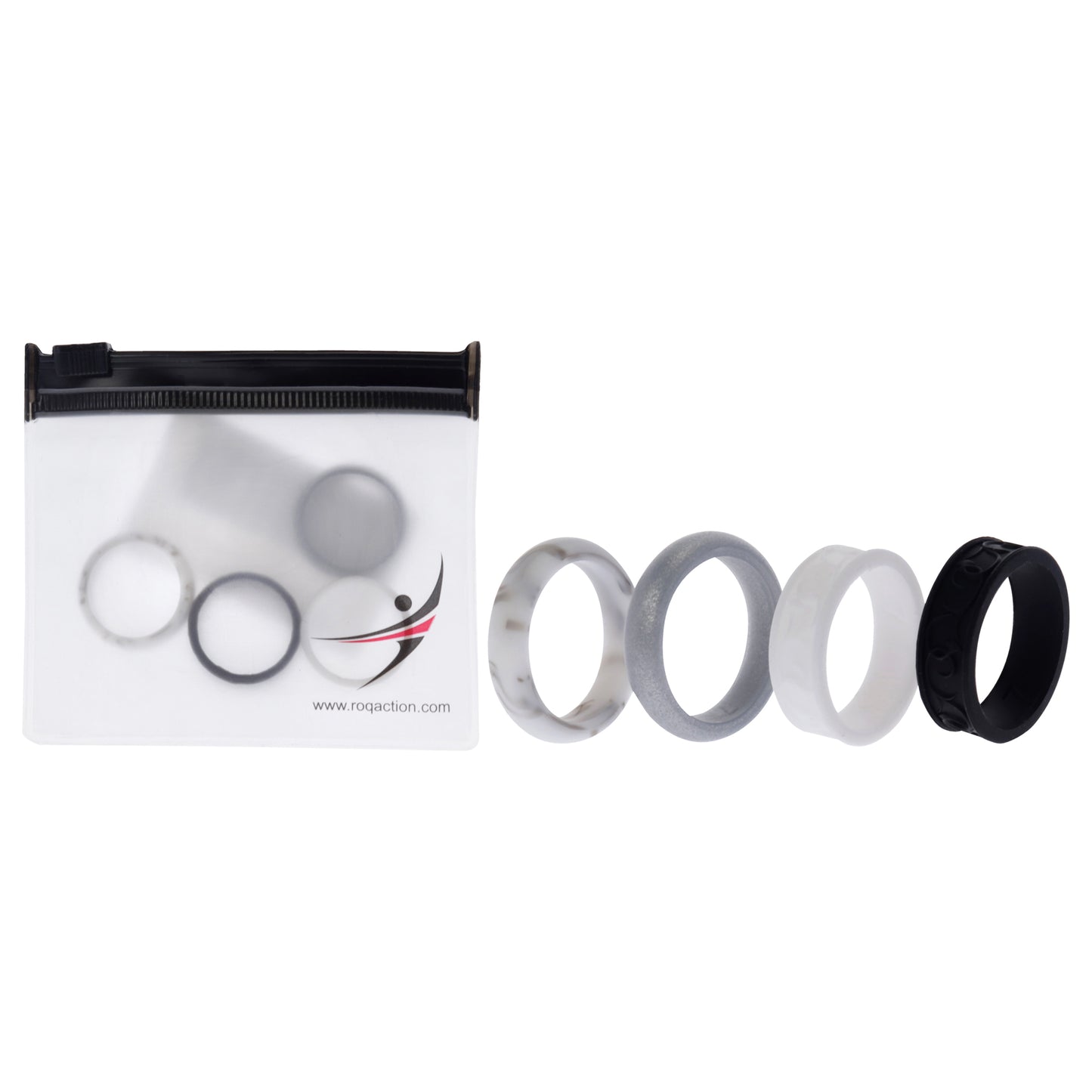 ROQ Silicone Wedding Flower Ring Set - Black-White