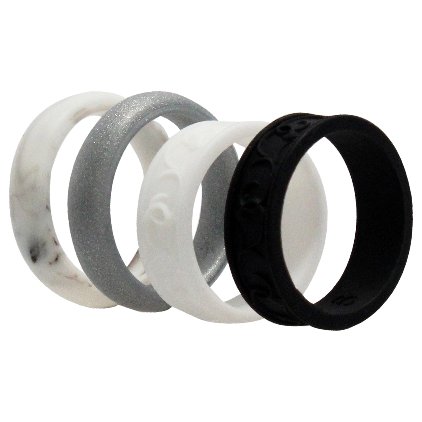 ROQ Silicone Wedding Flower Ring Set - Black-White