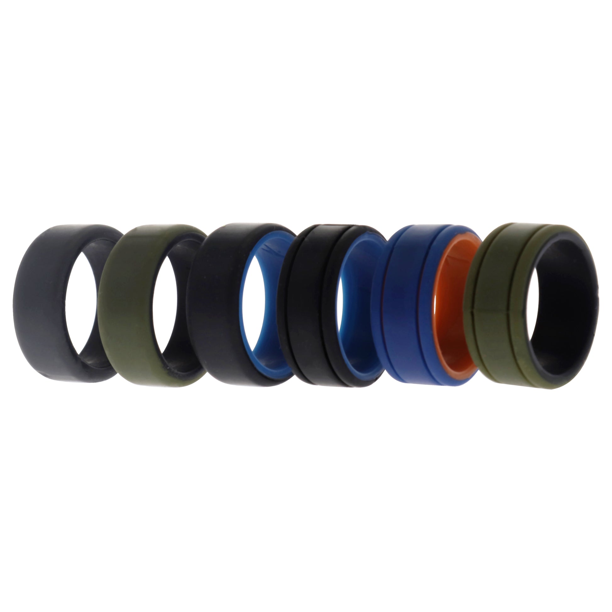 ROQ Silicone Wedding 2Layer Lines Ring Set - Green