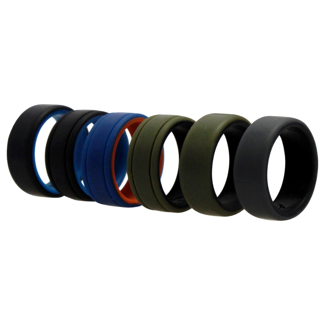 ROQ Silicone Wedding 2Layer Lines Ring Set - Green