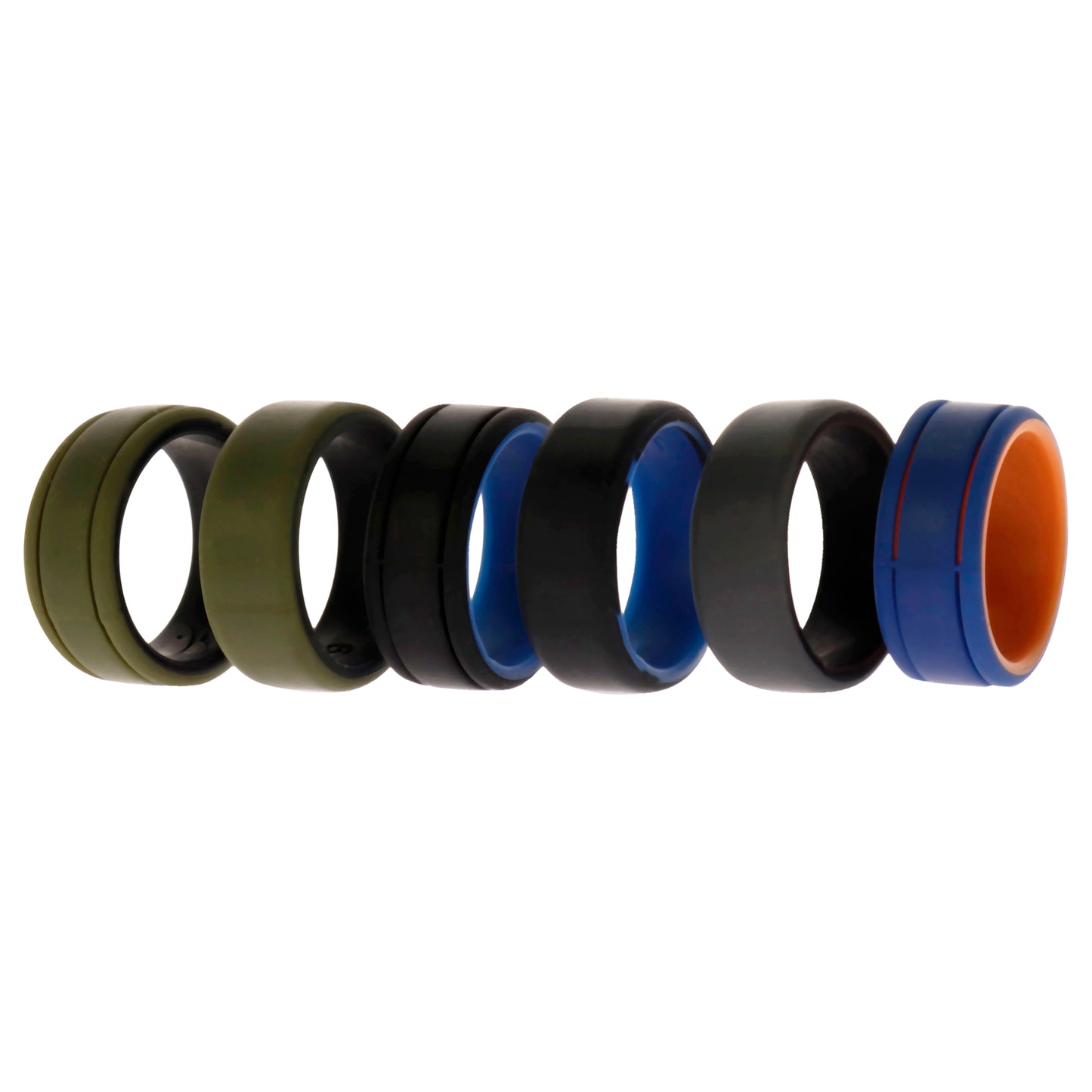 ROQ Silicone Wedding 2Layer Lines Ring Set - Green