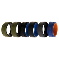 ROQ Silicone Wedding 2Layer Lines Ring Set - Green