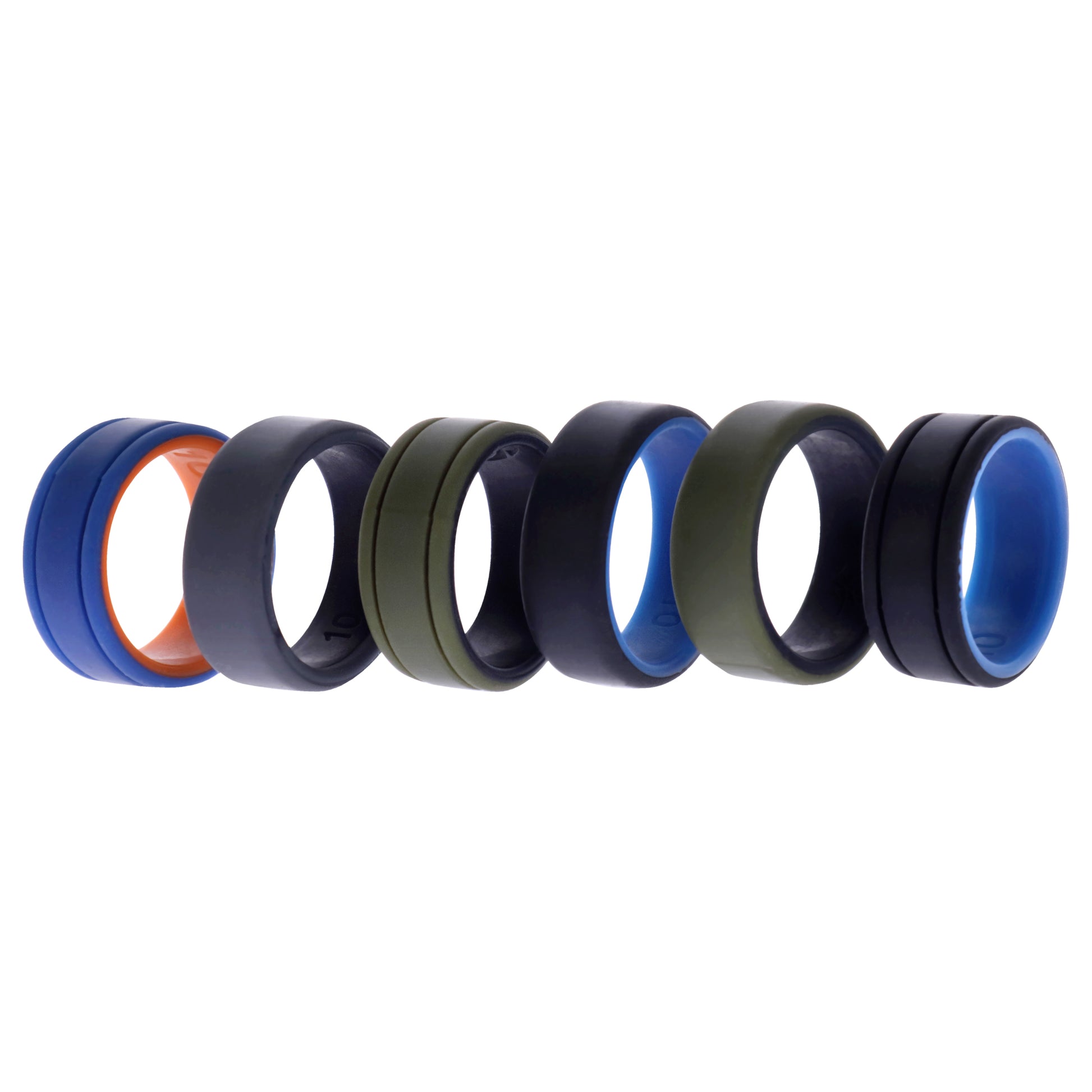 ROQ Silicone Wedding 2Layer Lines Ring Set - Green