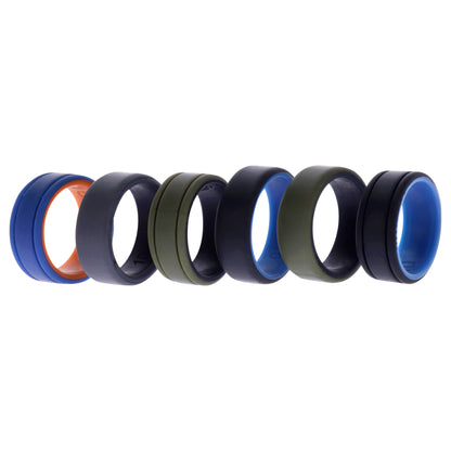 ROQ Silicone Wedding 2Layer Lines Ring Set - Green
