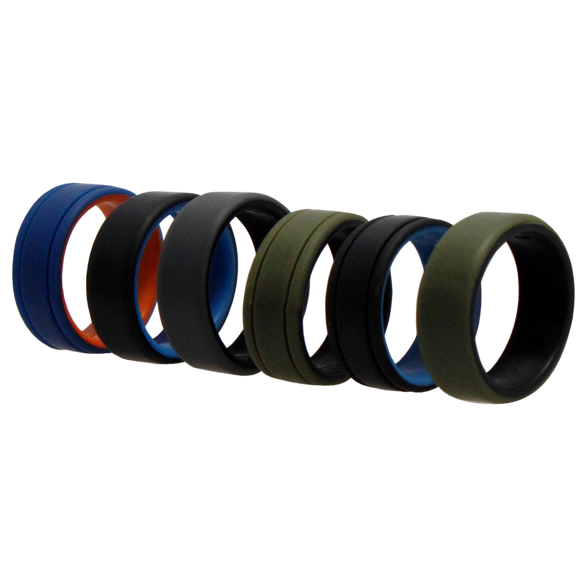 ROQ Silicone Wedding 2Layer Lines Ring Set - Green