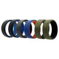 ROQ Silicone Wedding 2Layer Lines Ring Set - Green