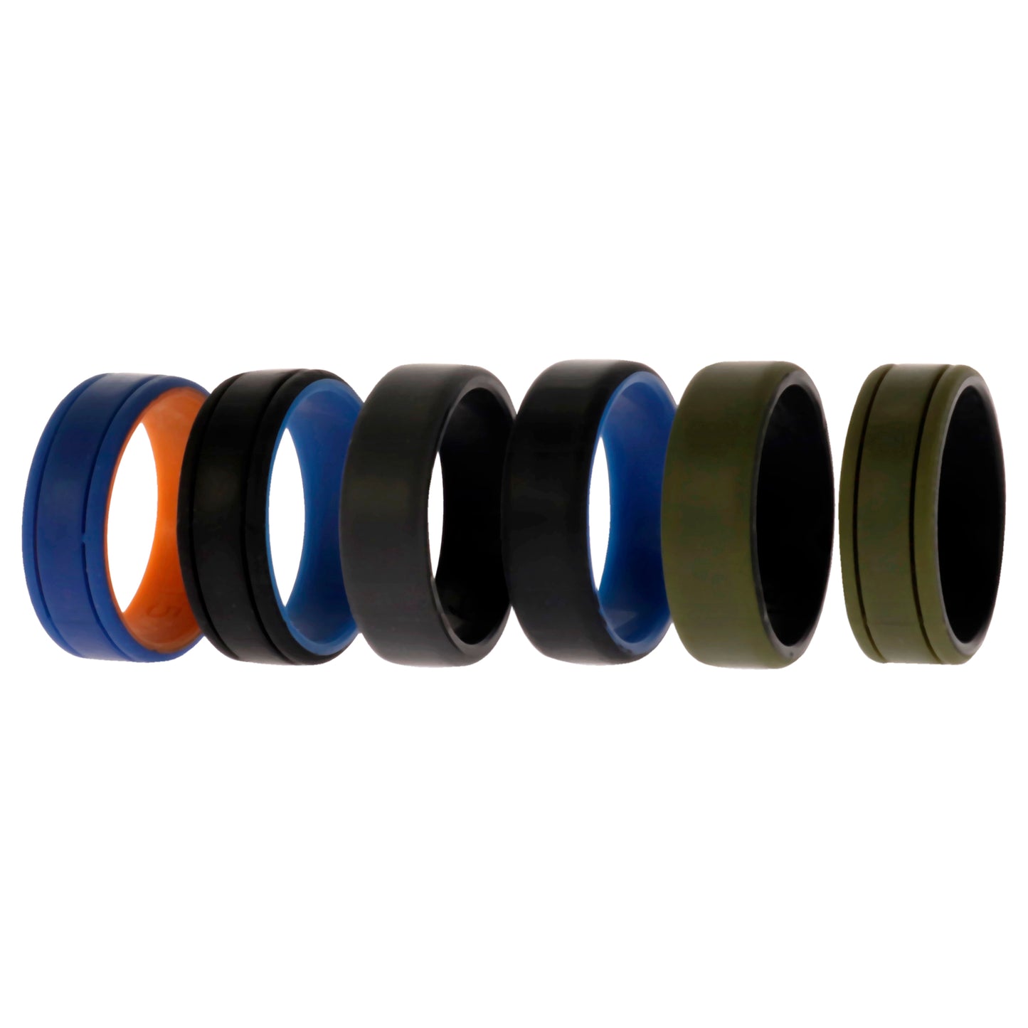 ROQ Silicone Wedding 2Layer Lines Ring Set - Green