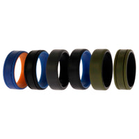 ROQ Silicone Wedding 2Layer Lines Ring Set - Green