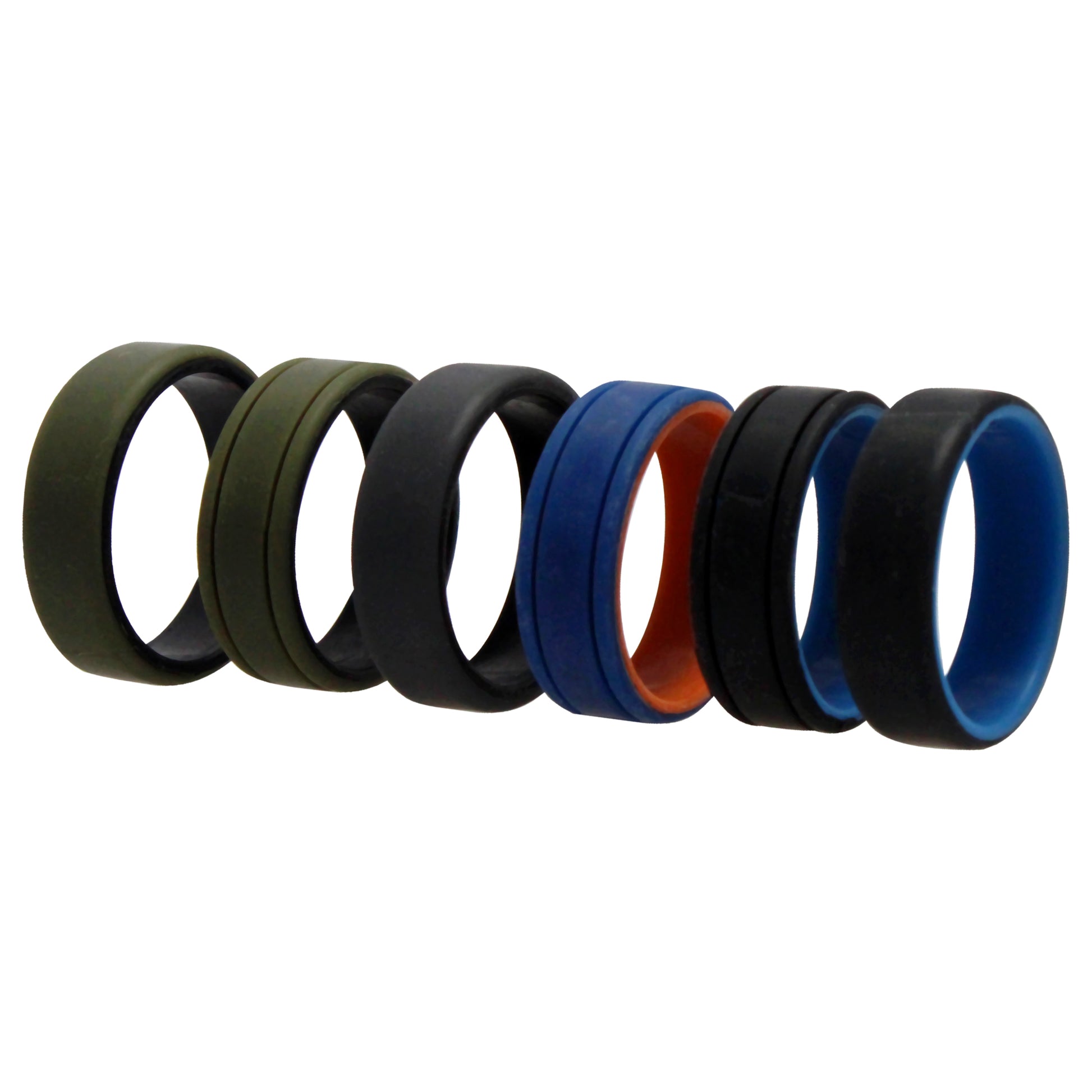 ROQ Silicone Wedding 2Layer Lines Ring Set - Green