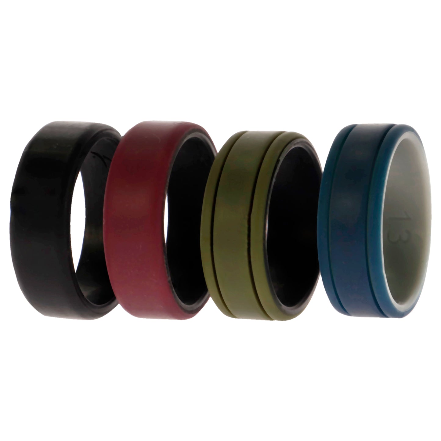 ROQ Silicone Wedding 2Layer Lines Ring Set - Bordo