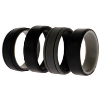 ROQ Silicone Wedding 2Layer Lines Ring Set - Black