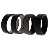 ROQ Silicone Wedding 2Layer Lines Ring Set - Black