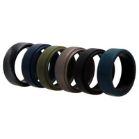 ROQ Silicone Wedding 2Layer Beveled 8mm Ring Set - Black-Camo