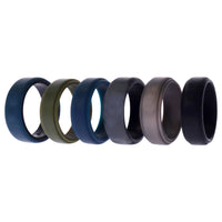 ROQ Silicone Wedding 2Layer Beveled 8mm Ring Set - Black-Camo