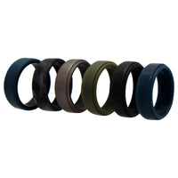 ROQ Silicone Wedding 2Layer Beveled 8mm Ring Set - Black-Camo