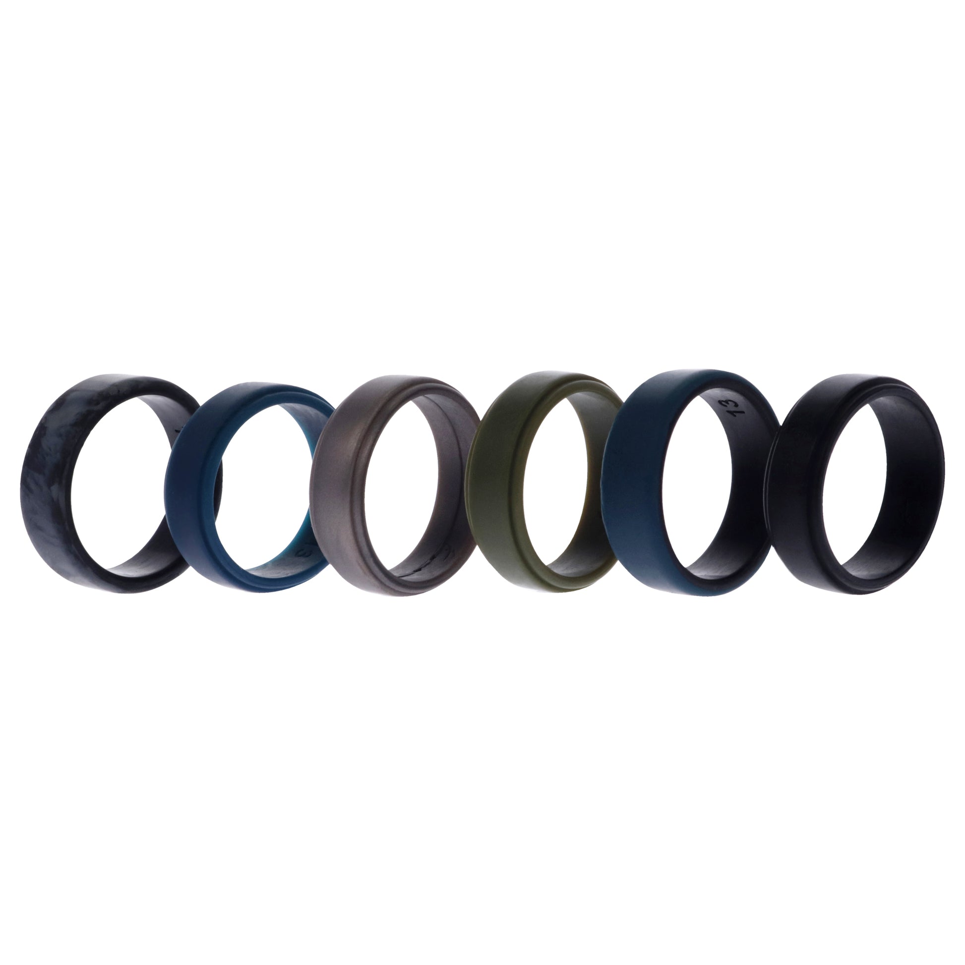 ROQ Silicone Wedding 2Layer Beveled 8mm Ring Set - Black-Camo