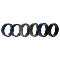 ROQ Silicone Wedding 2Layer Beveled 8mm Ring Set - Black-Camo