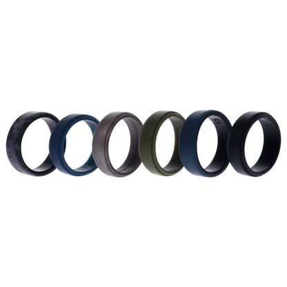 ROQ Silicone Wedding 2Layer Beveled 8mm Ring Set - Black-Camo
