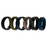 ROQ Silicone Wedding 2Layer Beveled 8mm Ring Set - Black-Camo
