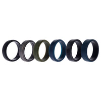 ROQ Silicone Wedding 2Layer Beveled 8mm Ring Set - Black-Camo