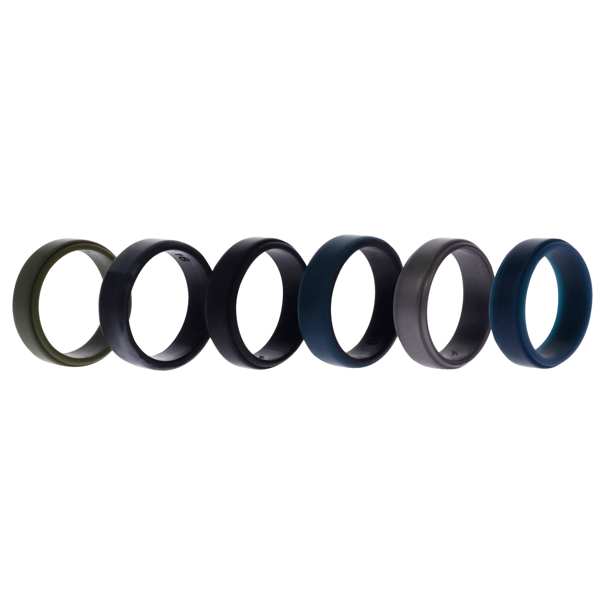ROQ Silicone Wedding 2Layer Beveled 8mm Ring Set - Black-Camo