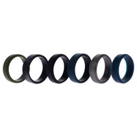ROQ Silicone Wedding 2Layer Beveled 8mm Ring Set - Black-Camo