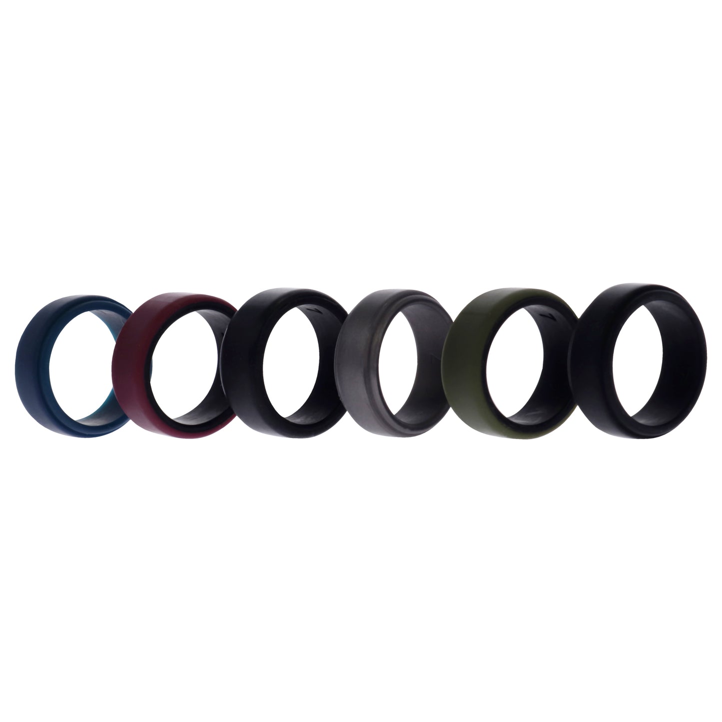 ROQ Silicone Wedding 2Layer Beveled 8mm Ring Set - Blue